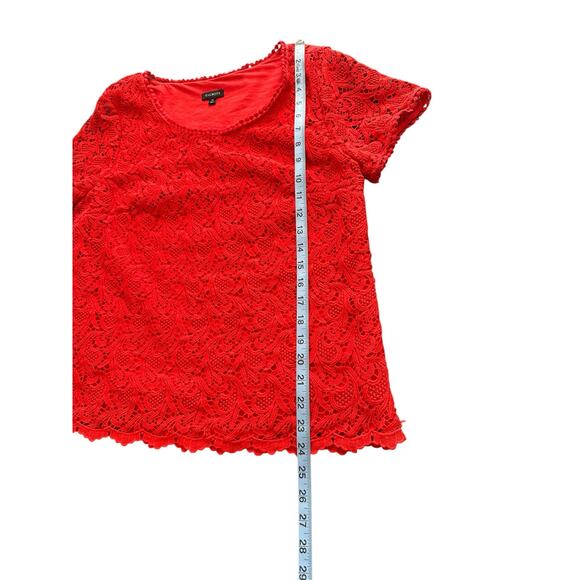 Talbots‎ Plus Red Crochet Lace Overlay Casual Short Sleeve Shirt Size 14 - Picture 12 of 12